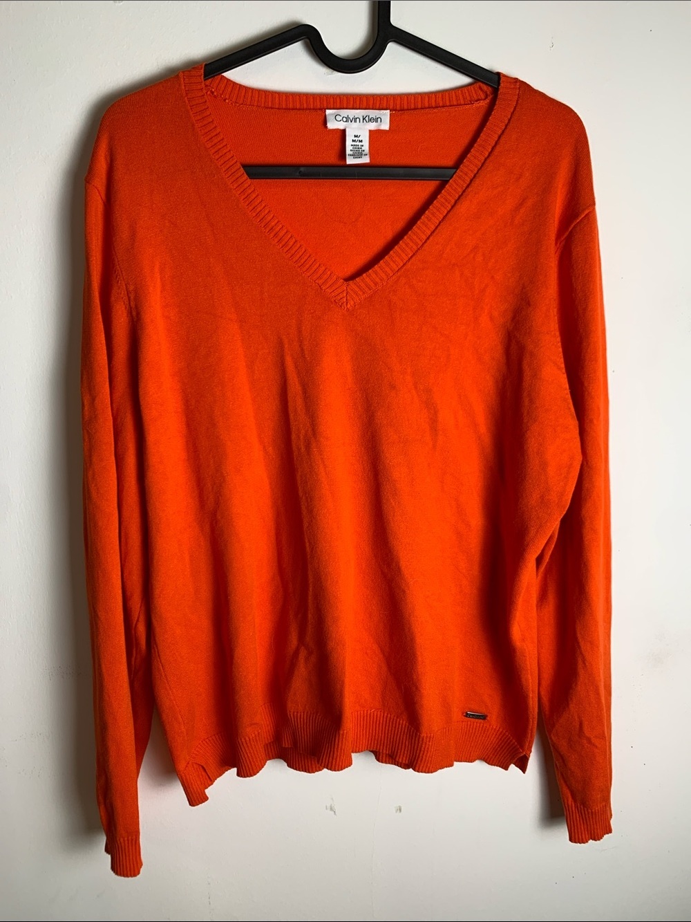 Calvin Klein Bright Orange V-Neck Sweater
